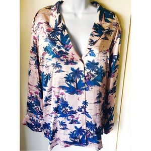 H&M flamingo and hula girl button up shirt